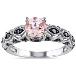 White Gold Gemstone and 1/4ct TDW Black Diamond Ring - Handcrafted By Name My Rings™