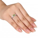 White Gold Gemstone and Diamond Three-Stone Ring - Handcrafted By Name My Rings™