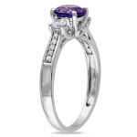 White Gold Gemstone and Diamond Three-Stone Ring - Handcrafted By Name My Rings™