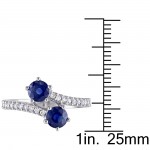 White Gold Sapphire and 1/5ct TDW Diamond Bypass Ring - Handcrafted By Name My Rings™