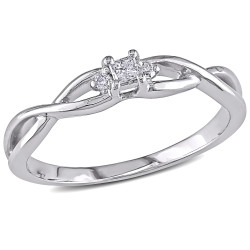 White Gold TDW Princess-cut Diamond Accent 3-stone Promise Ring - Handcrafted By Name My Rings™