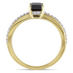 Gold 1 1/5ct TDW Black and White Diamond Engagement Ring - Handcrafted By Name My Rings™