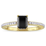 Gold 1 1/5ct TDW Black and White Diamond Engagement Ring - Handcrafted By Name My Rings™