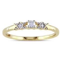 Gold 1/10ct TDW Diamond 3-Stone Promise Ring - Handcrafted By Name My Rings™