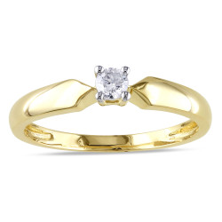 Gold 1/10ct TDW Diamond Solitaire Promise Ring - Handcrafted By Name My Rings™