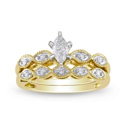 Gold 1/3ct TDW Diamond Bridal Ring Set - Handcrafted By Name My Rings™