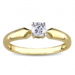 Gold 1/3ct TDW Diamond Solitaire Ring - Handcrafted By Name My Rings™