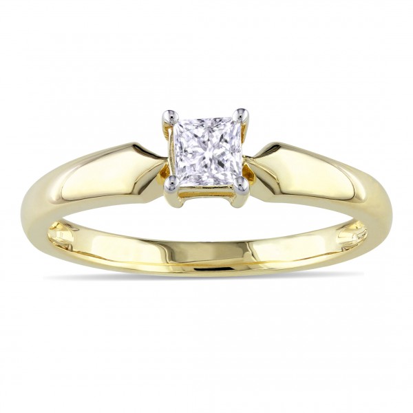 Gold 1/3ct TDW Diamond Solitaire Ring - Handcrafted By Name My Rings™