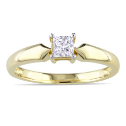 Gold 1/3ct TDW Diamond Solitaire Ring - Handcrafted By Name My Rings™