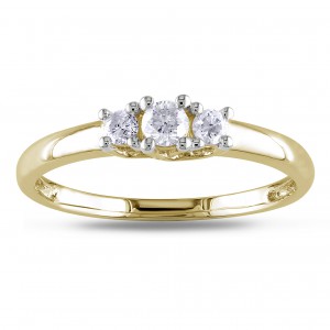 Gold 1/4ct TDW Diamond 3-stone Engagement Ring - Handcrafted By Name My Rings™