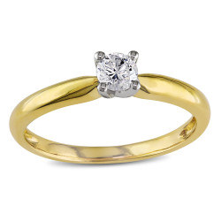 Gold 1/4ct TDW Diamond Solitaire Engagement Ring - Handcrafted By Name My Rings™