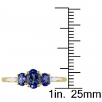 Gold Sapphire and Diamond Accent 3-stone Ring - Handcrafted By Name My Rings™