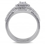 1/2ct TDW Princess and Round-Cut Diamond Halo Split Shank Bridal Set in Sterling Silver - Handcrafted By Name My Rings™