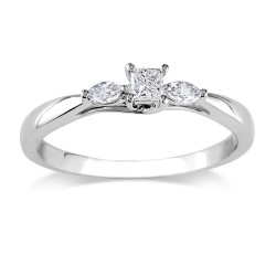 1/4 CT Princess and Marquise Diamonds Promise Ring  White Gold GH I2;I3 - Handcrafted By Name My Rings™