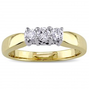 2-Tone Yellow and White Gold 1/5ct TDW Diamond 3-Stone Engagement Ring - Handcrafted By Name My Rings™
