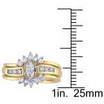 2-tone Yellow and White Gold 2/5ct TDW Diamond Flower Bridal Ring Set - Handcrafted By Name My Rings™
