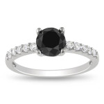 Gold 1 1/4ct TDW Black and White Diamond Solitaire Engagement Ring - Handcrafted By Name My Rings™