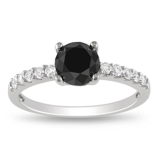 Gold 1 1/4ct TDW Black and White Diamond Solitaire Engagement Ring - Handcrafted By Name My Rings™