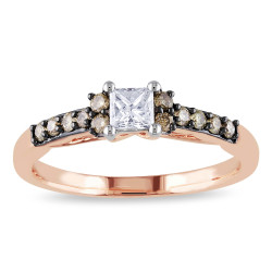 Rose Gold 1/2ct TDW Brown and White Diamond Engagement Ring - Handcrafted By Name My Rings™