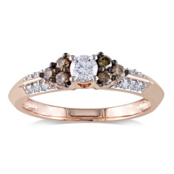 Rose Gold 1/2ct TDW Brown and White Diamond Ring - Handcrafted By Name My Rings™