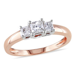 Rose Gold 1/2ct TDW Diamond 3-Stone Ring - Handcrafted By Name My Rings™