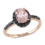 Rose Gold 1/4ct TDW Black Diamond and Morganite Ring - Handcrafted By Name My Rings™