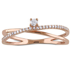 Rose Gold 1/6ct TDW Diamond Criss-Cross Promise Ring - Handcrafted By Name My Rings™