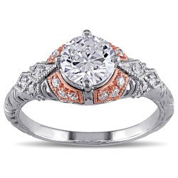 Two-tone Gold 1 1/4ct TDW Vintage Diamond Ring - Handcrafted By Name My Rings™