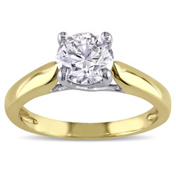 Two-tone Gold 1ct TDW Diamond Solitaire Ring   - Handcrafted By Name My Rings™