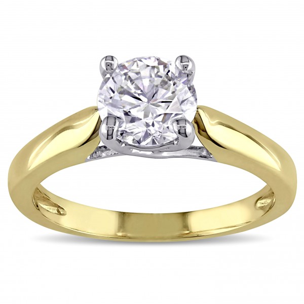 Two-tone Gold 1ct TDW Diamond Solitaire Ring   - Handcrafted By Name My Rings™