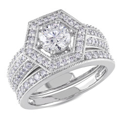 White Gold 1 1/2ct TDW Diamond Bridal Ring Set - Handcrafted By Name My Rings™