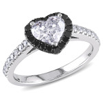 White Gold 1 1/3ct TDW Black and White Diamond Heart Ring - Handcrafted By Name My Rings™