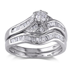White Gold 1/2ct TDW Diamond Bridal Ring Set - Handcrafted By Name My Rings™