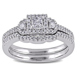 White Gold 1/2ct TDW Diamond Bridal Ring Set - Handcrafted By Name My Rings™