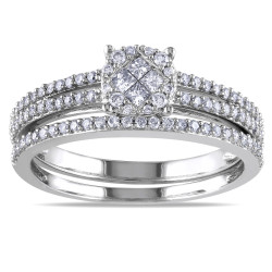White Gold 1/2ct TDW Diamond Bridal Ring Set - Handcrafted By Name My Rings™