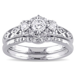 White Gold 1/2ct TDW Diamond Bridal Ring Set - Handcrafted By Name My Rings™