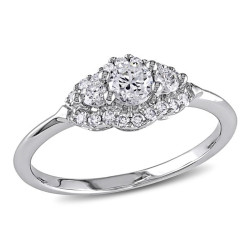 White Gold 1/2ct TDW Diamond Halo Engagement Ring - Handcrafted By Name My Rings™