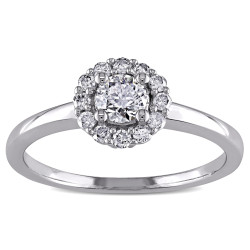 White Gold 1/2ct TDW Diamond Halo Engagement Ring - Handcrafted By Name My Rings™