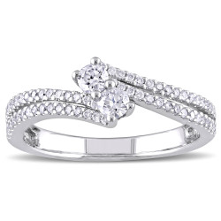 White Gold 1/2ct TDW Diamond Two Stone Ring - Handcrafted By Name My Rings™