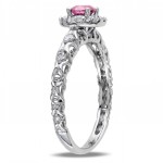 White Gold 1/2ct TDW Pink and White Diamond Halo Ring - Handcrafted By Name My Rings™