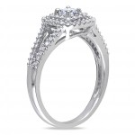 White Gold 1/2ct TDW Princess-cut and Round Diamond Split Shank Halo Engagement Ring - Handcrafted By Name My Rings™