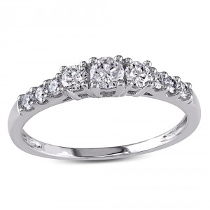 White Gold 1/2ct TDW Round Diamond Engagement Ring - Handcrafted By Name My Rings™