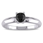 White Gold 1/3ct TDW Black Diamond Solitaire Engagement Ring - Handcrafted By Name My Rings™