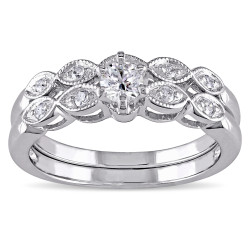 White Gold 1/3ct TDW Diamond Bridal Ring Set - Handcrafted By Name My Rings™