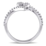 White Gold 1/3ct TDW Diamond Double Cluster Bypass Ring - Handcrafted By Name My Rings™