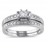 White Gold 1/3ct TDW Princess Diamond Bridal Set - Handcrafted By Name My Rings™