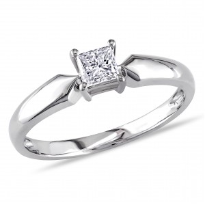 White Gold 1/3ct TDW Princess-cut Diamond Solitaire Ring - Handcrafted By Name My Rings™
