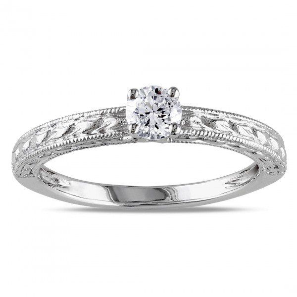White Gold 1/3ct TDW Textured Diamond Promise Ring - Handcrafted By Name My Rings™