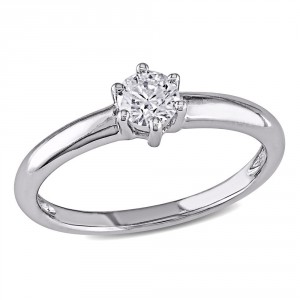 White Gold 1/4ct TDW Certified Diamond Solitaire Engagement Ring - Handcrafted By Name My Rings™