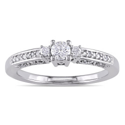 White Gold 1/4ct TDW Diamond 3-stone Promise Ring - Handcrafted By Name My Rings™